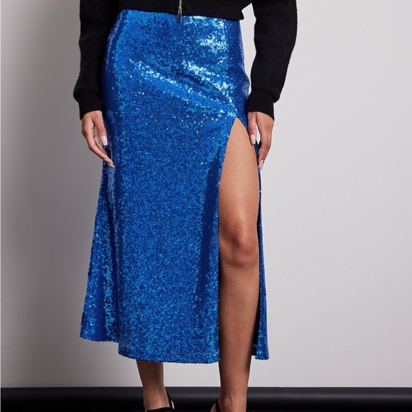na-kd Dresses & Skirts - NA-KD Blue midi slit sequin skirt 38/US 8